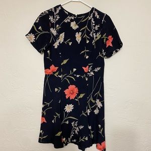 REFORMATION Black Floral Mini Shift Felix Dress in Starlight